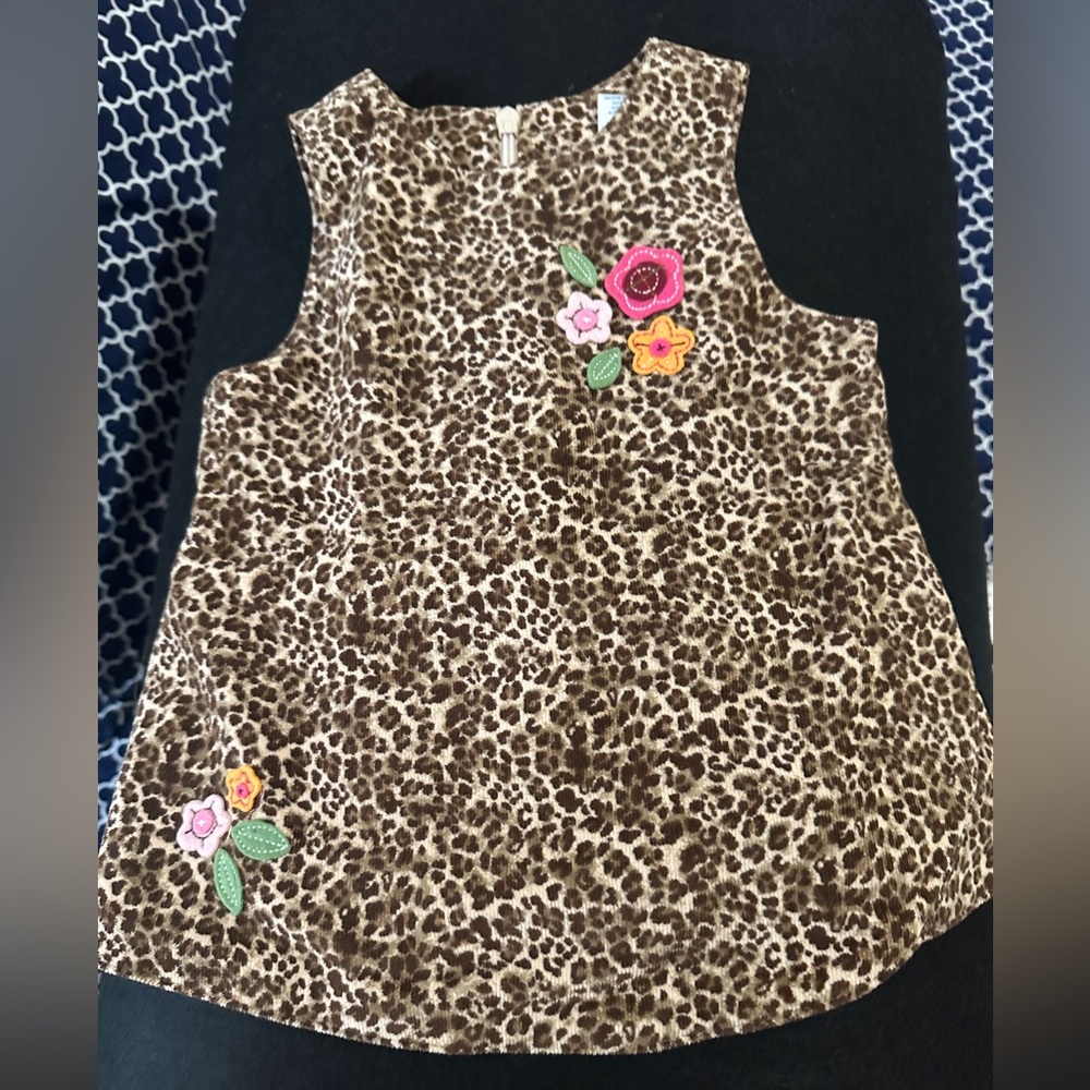 The Children's Place Leopard Print Dress with Diaper Cover with Floral Accents